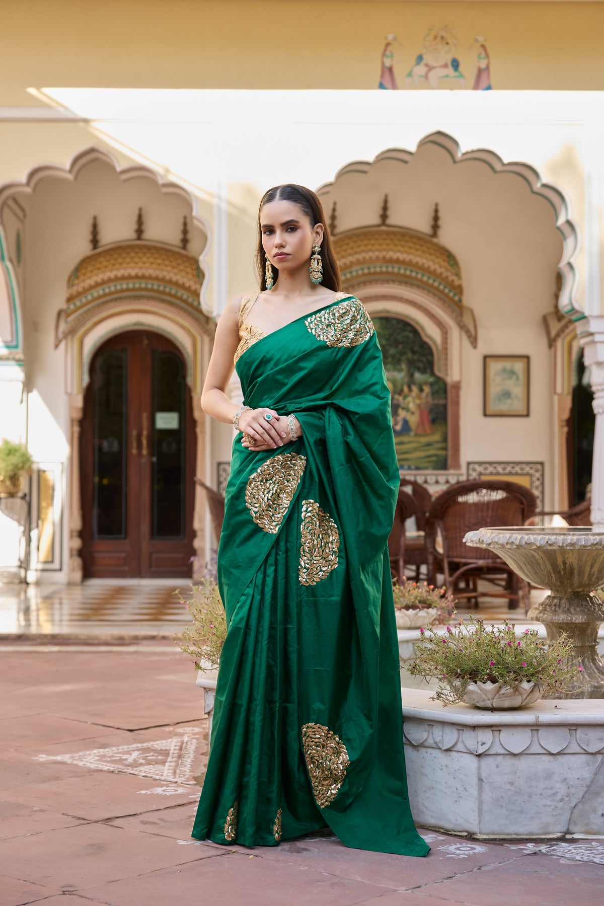 Emerald Bloom Saree