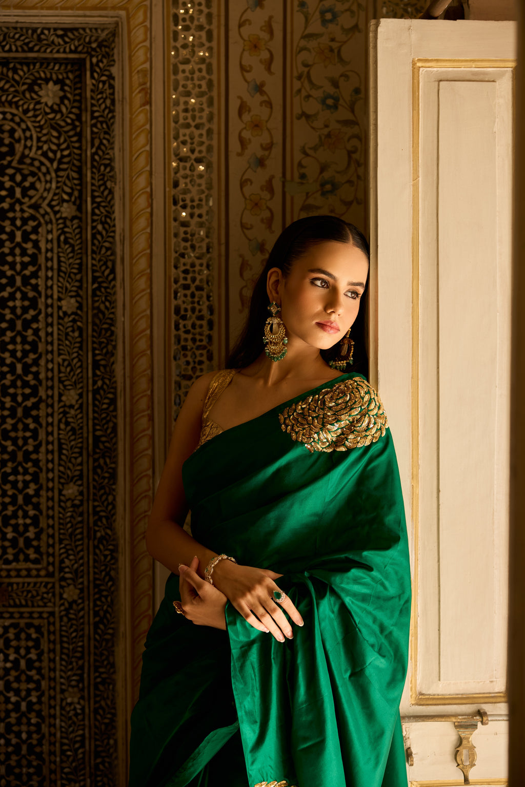 Emerald Bloom Saree