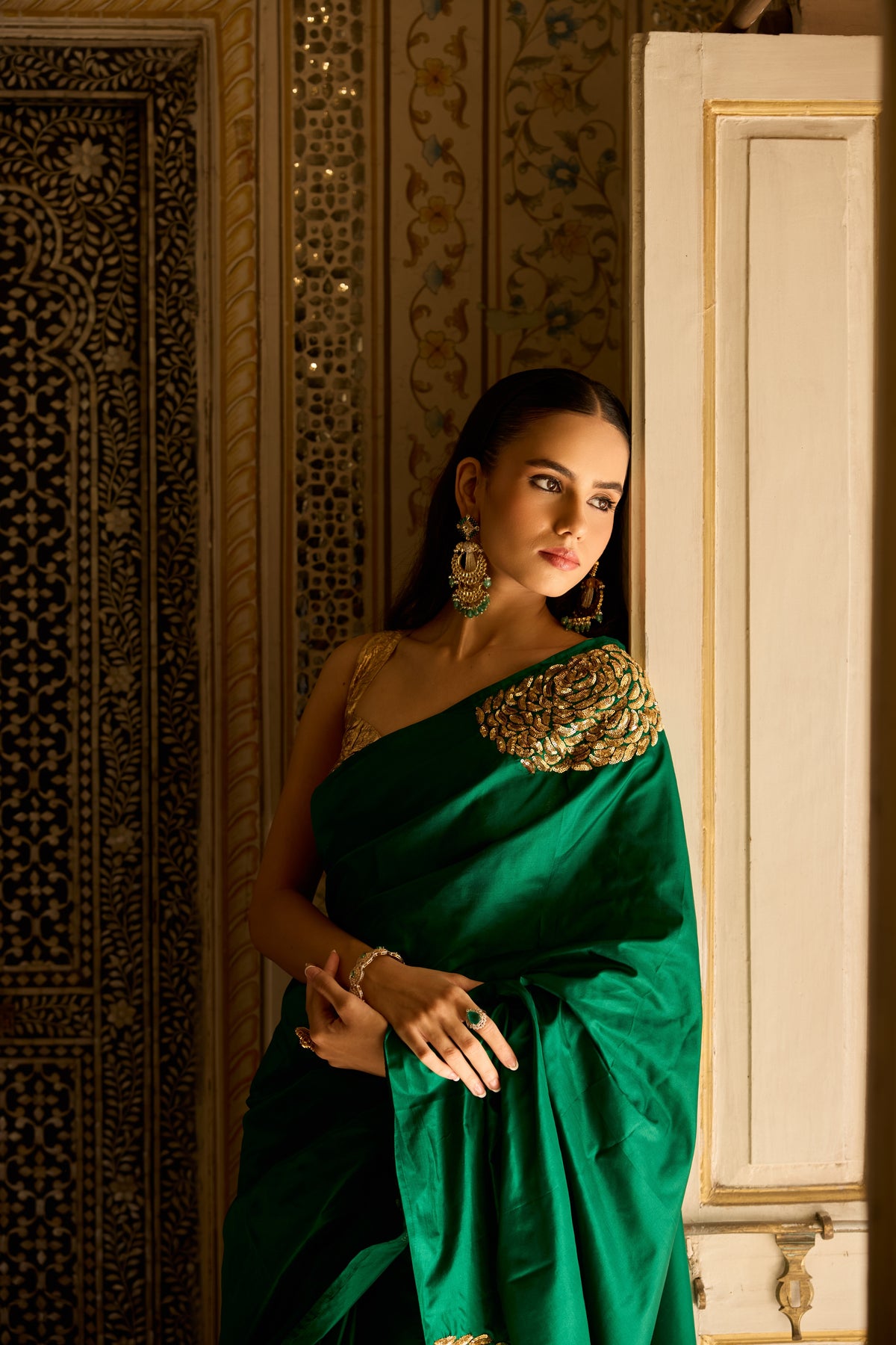 Emerald Bloom Saree