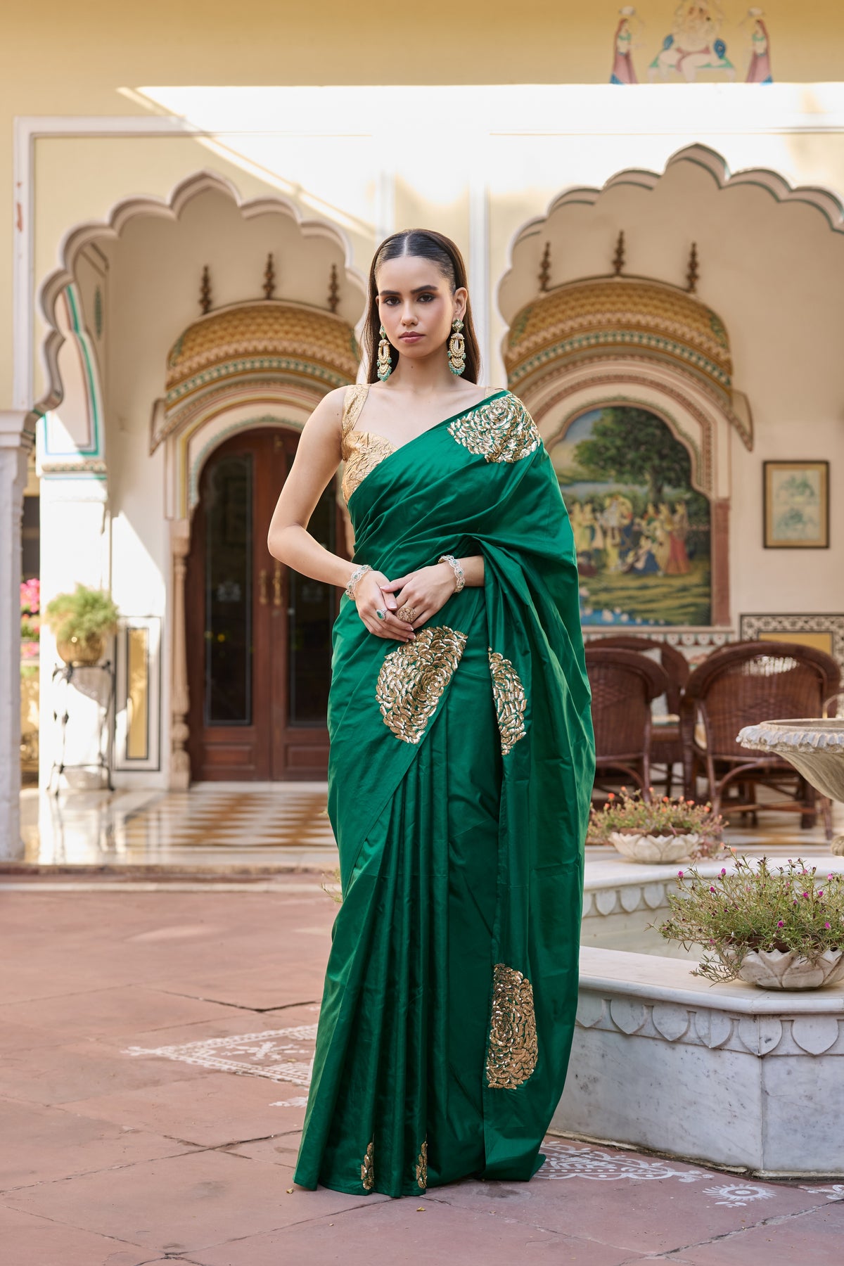 Emerald Bloom Saree
