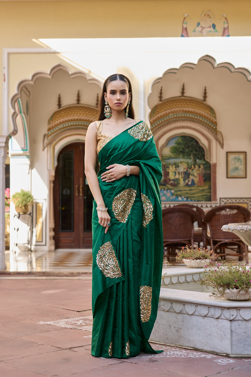 Emerald Bloom Saree