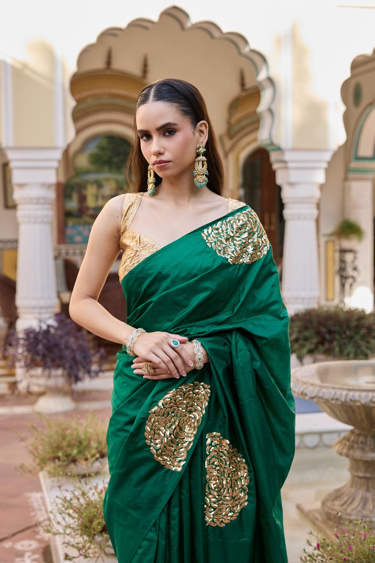 Emerald Bloom Saree