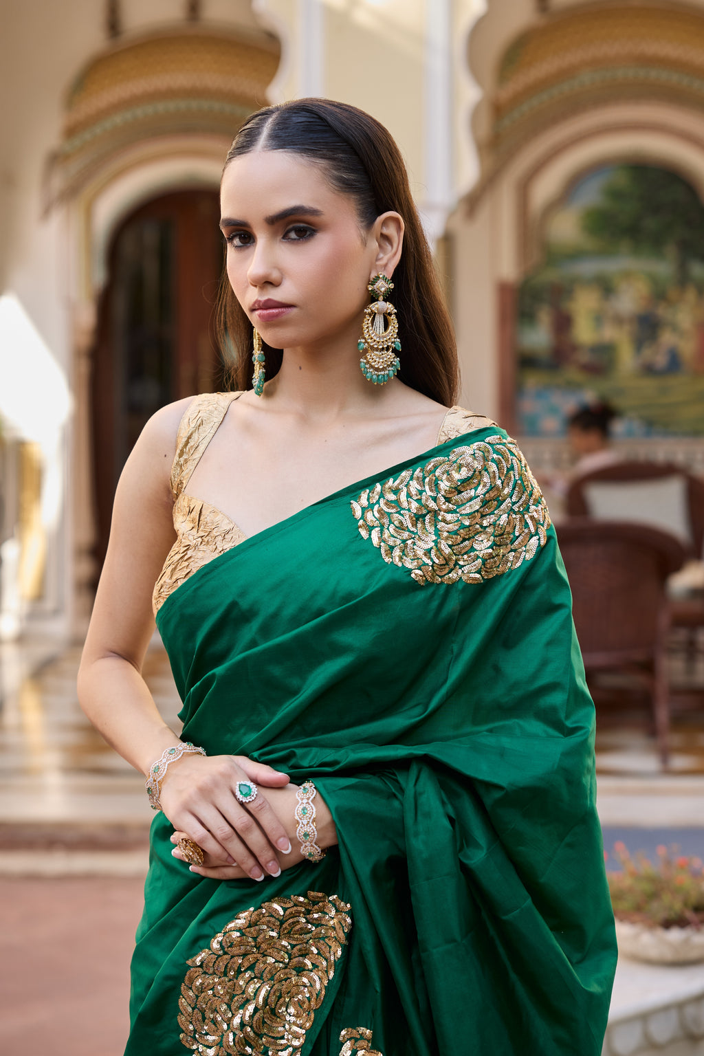 Emerald Bloom Saree