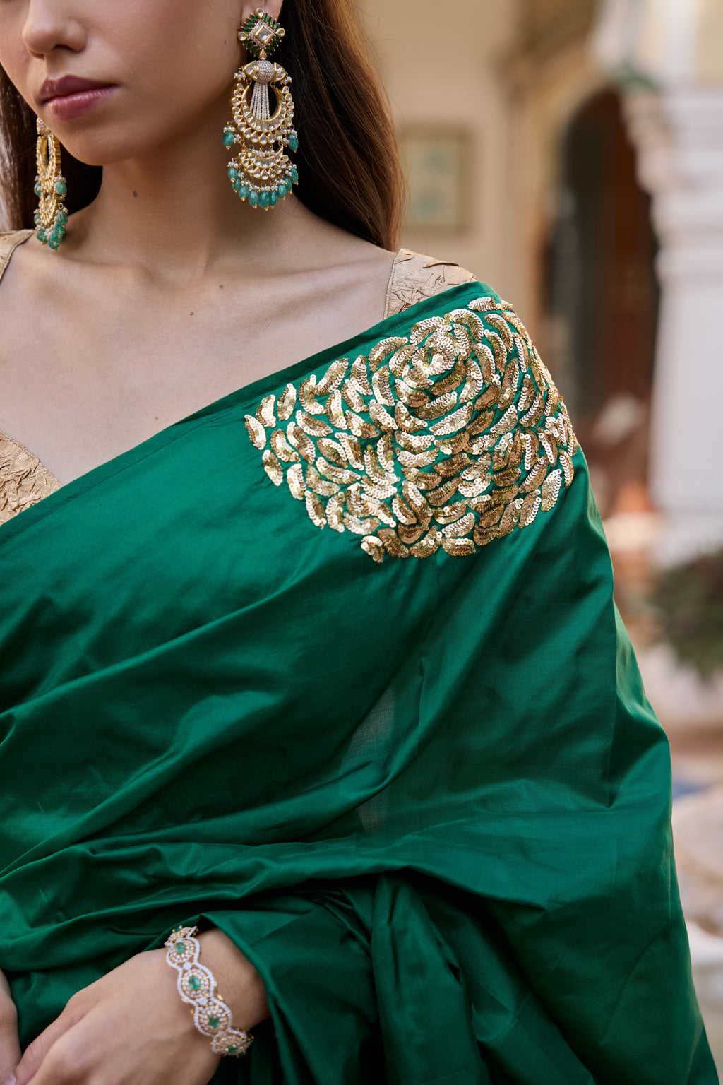 Emerald Bloom Saree
