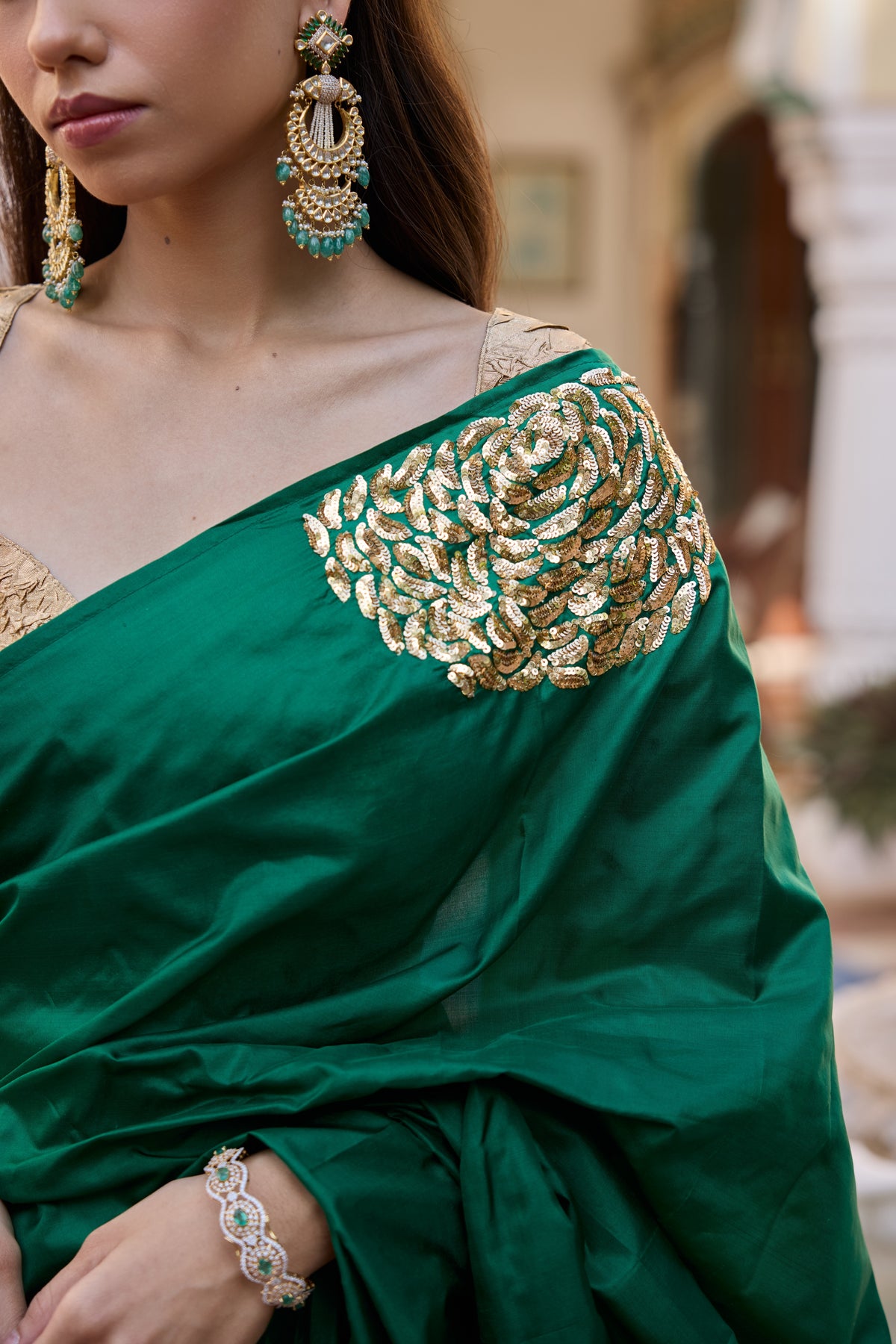 Emerald Bloom Saree