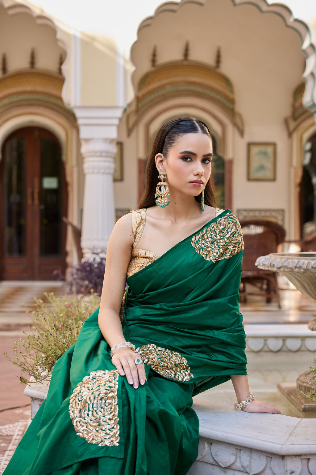 Emerald Bloom Saree