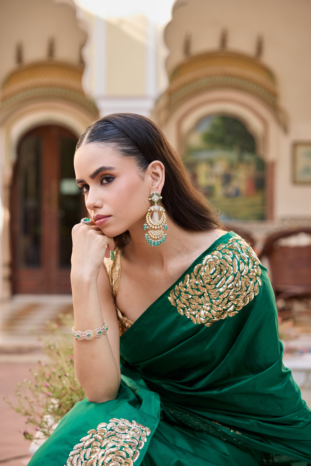 Emerald Bloom Saree