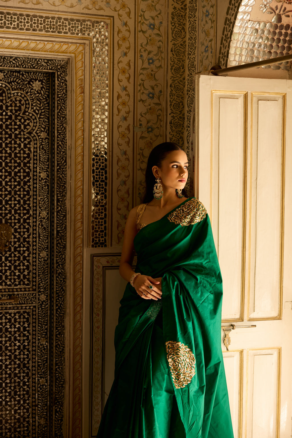 Emerald Bloom Saree